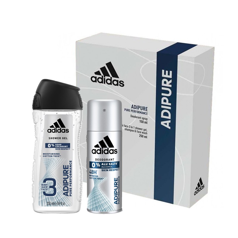 Adidas Men Adipure Zestaw Kosmetyków Antyperspirant Spray 150ML + Żel Pod  Prysznic 250ML