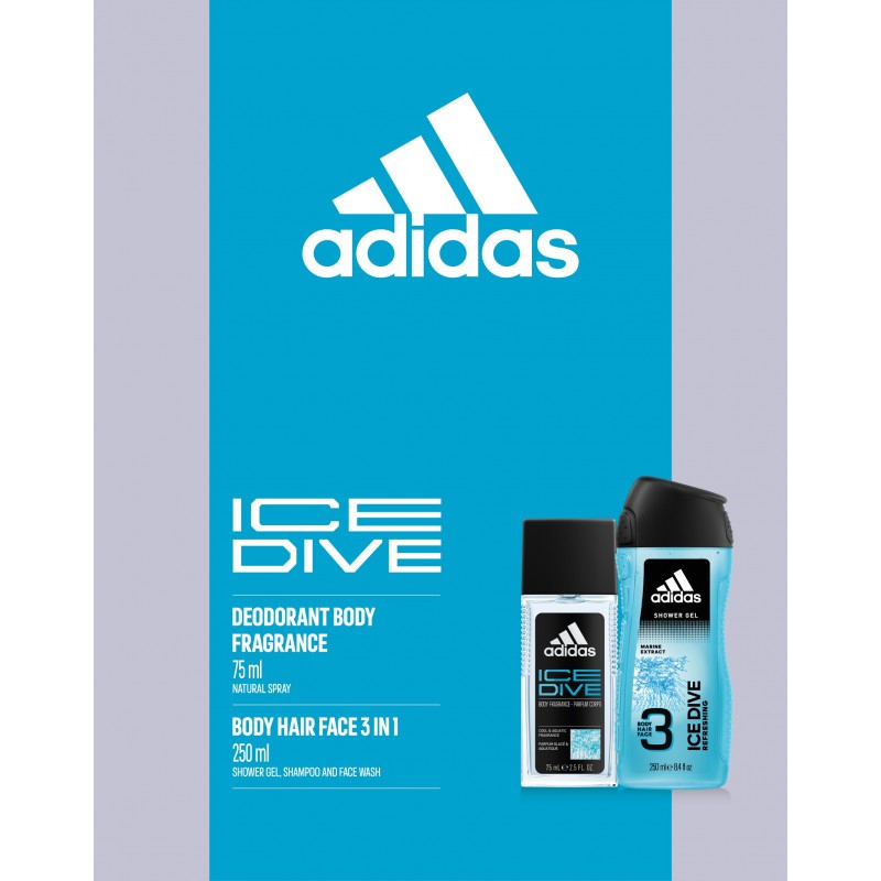 Adidas Ice Dive Zestaw Dezodorant Atomizer 75ML + Żel Pod Prysznic 250ML