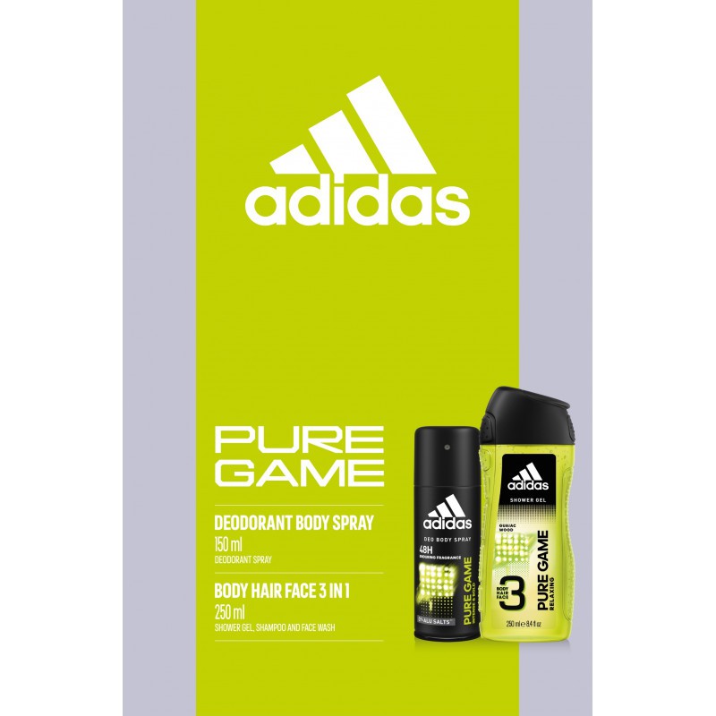 Adidas Pure Game Zestaw Żel Pod Prysznic 250ML + Antyperspirant Spray 150ML