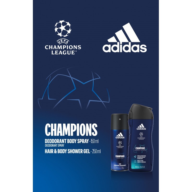 Adidas UEFA Champions League Zestaw Antyperspirant Spray 150ML + Żel Pod  Prysznic 250ML